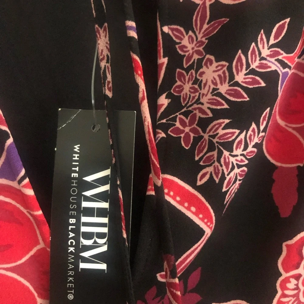 WHBM Art Nouveux All Over Black Floral Jersey Tunic Medium NWT